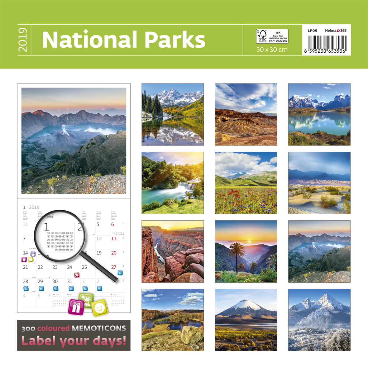 National Parks Wall Calendar 2019 by Helma Travel, Places, Scenery